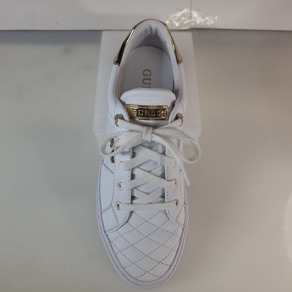 Women's GUESS GW Loven White Sneakers - Size 11M with Gold Accents - Picture 4 of 10